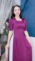 Áo Dài Cổ Vuông Ngọc Chỉ AD1466 (áo lẻ)