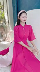 Áo Dài 4 Tà Eo Thêu Trái Tim AD1355 (áo lẻ)