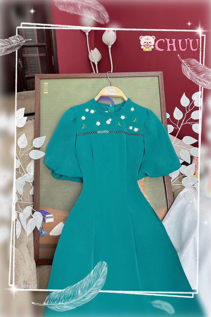 Áo Dài Thêu Nhụy Hồng AD1452 (áo lẻ)