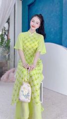Áo Dài Váy Nơ Ngọc Trai AD1501 (áo lẻ)