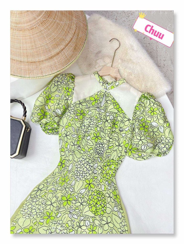 Áo Dài Tú Cầu Giọt Nước AD1524 (áo lẻ)