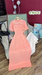 Áo Dài Thêu Nhụy Hồng AD1452 (áo lẻ)