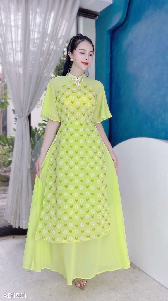 Áo Dài Váy Nơ Ngọc Trai AD1501 (áo lẻ)