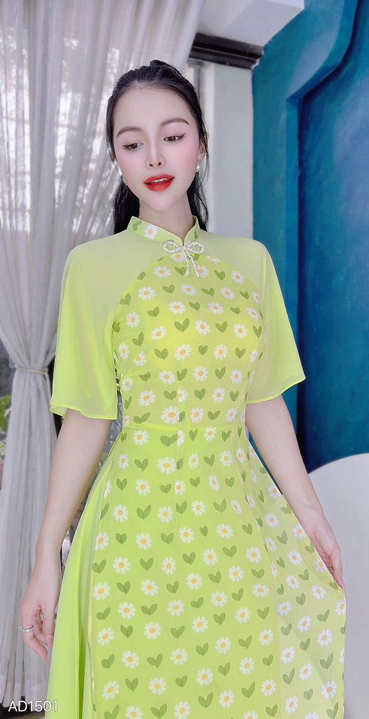 Áo Dài Váy Nơ Ngọc Trai AD1501 (áo lẻ)