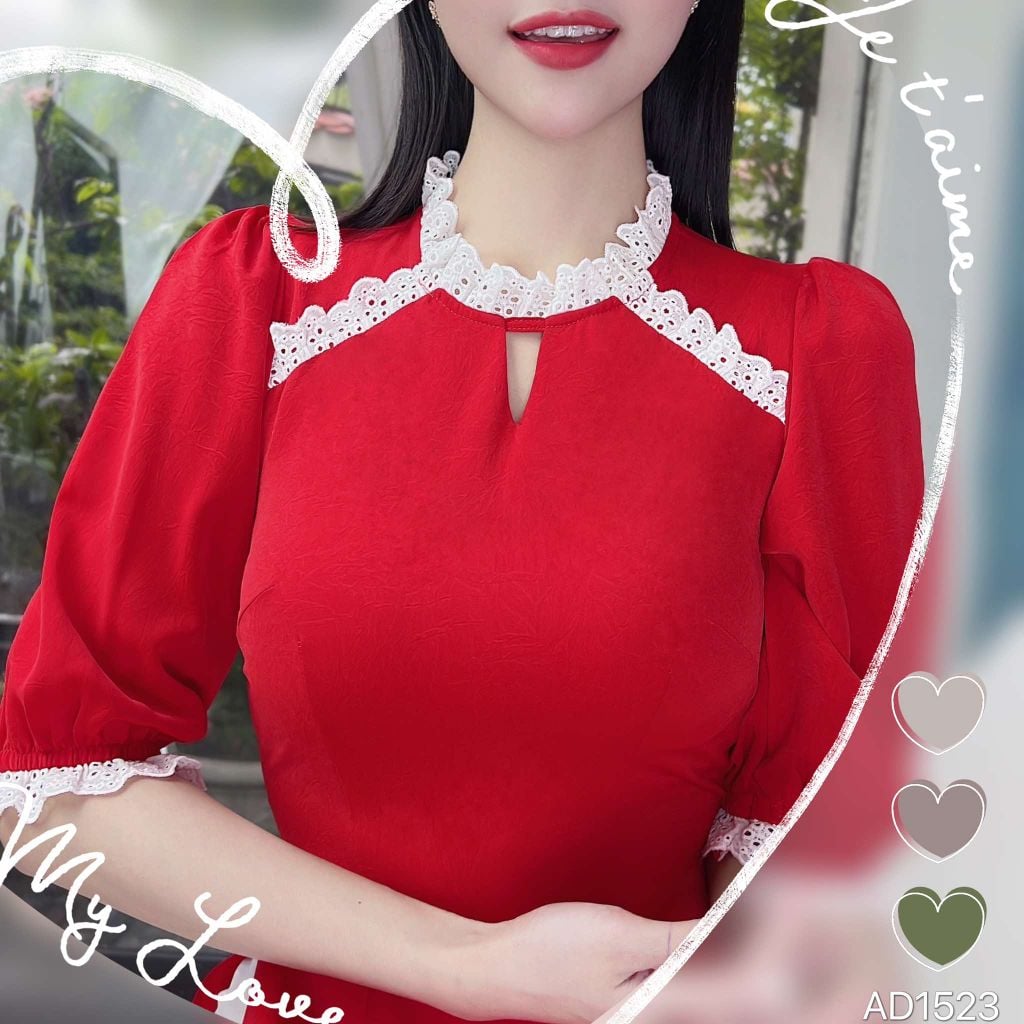 Áo Dài Tằm Ren Boi 129cm AD1523 (áo lẻ)