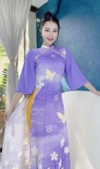 Áo Dài Violet Tuyết Rơi AD1494 (áo lẻ)