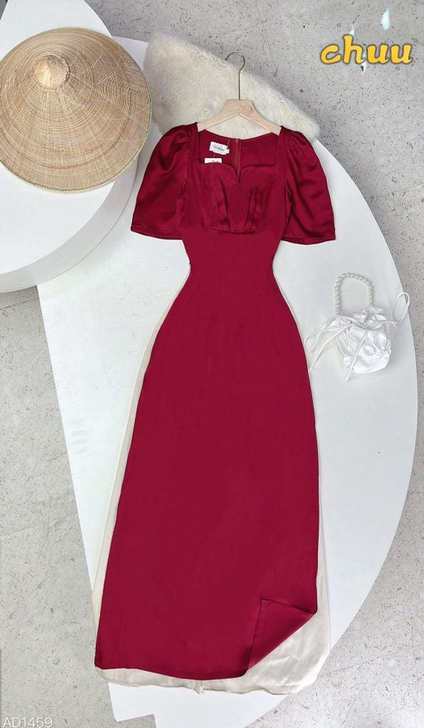 Áo Dài Vân Gỗ Vai Nơ AD1459 (áo lẻ)