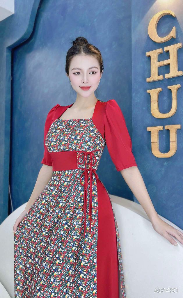 Áo Dài Cột Eo Cổ Vuông AD9002.1430 (áo lẻ)