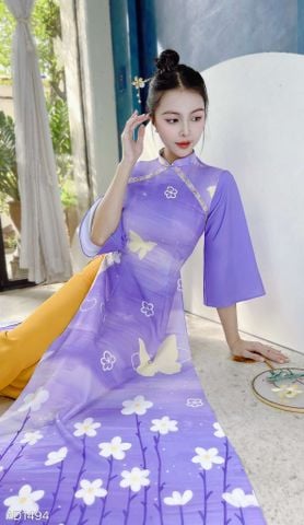 Áo Dài Violet Tuyết Rơi AD1494 (áo lẻ)