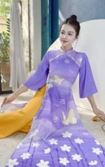 Áo Dài Violet Tuyết Rơi AD1494 (áo lẻ)