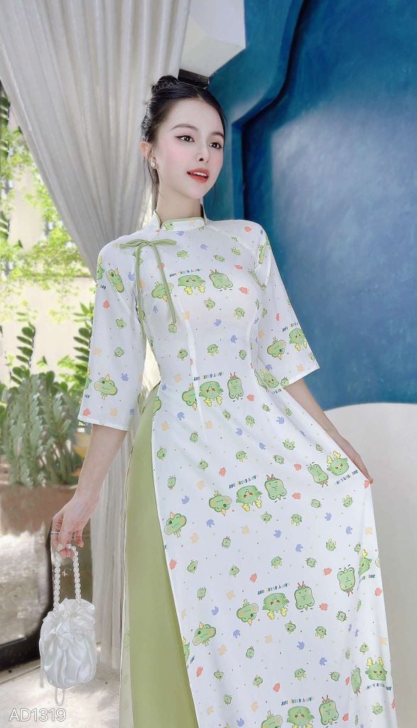Áo Dài Cổ Bánh Dừa AD9002.1319 (áo lẻ)
