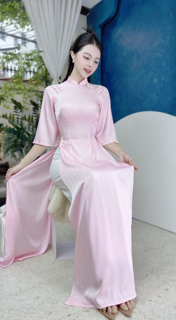 Áo Dài Vân Cá Raplan Tay A AD1496 (áo lẻ)