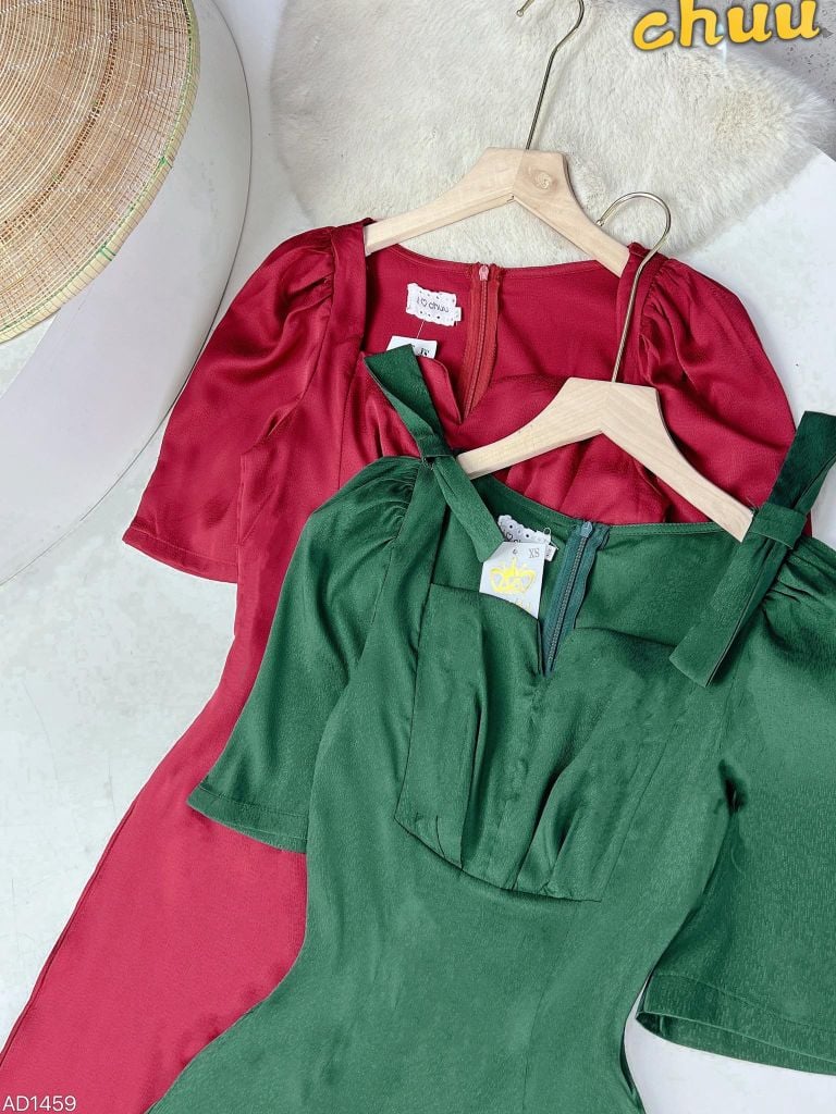 Áo Dài Vân Gỗ Vai Nơ AD1459 (áo lẻ)