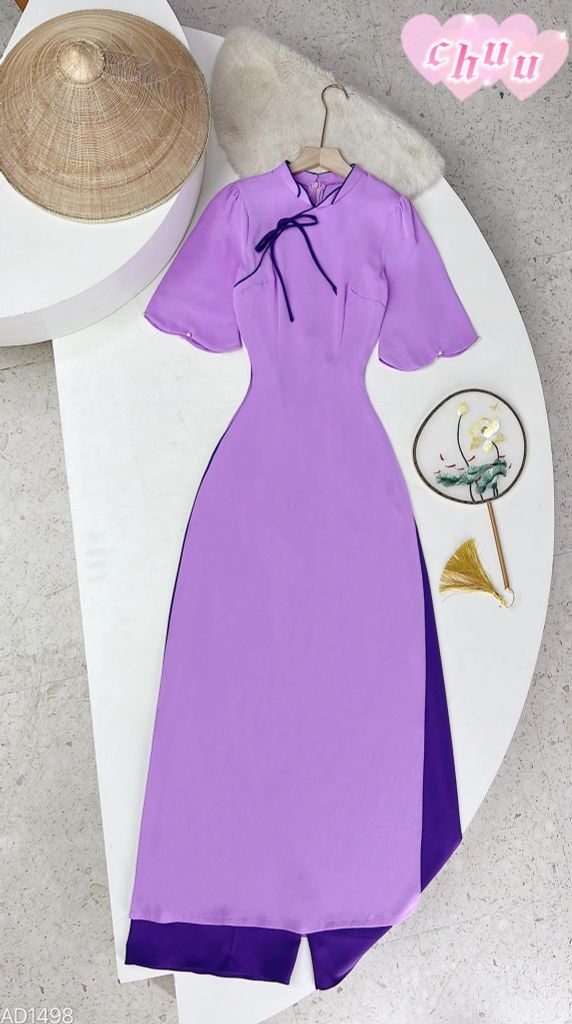Áo Dài Cổ Cánh Hoa Sen+(PK) AD1498 (áo lẻ)