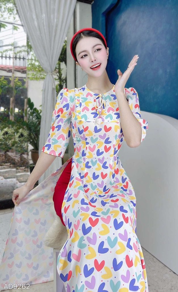 Áo Dài Nơ Nụ Bông AD9262 (áo lẻ)