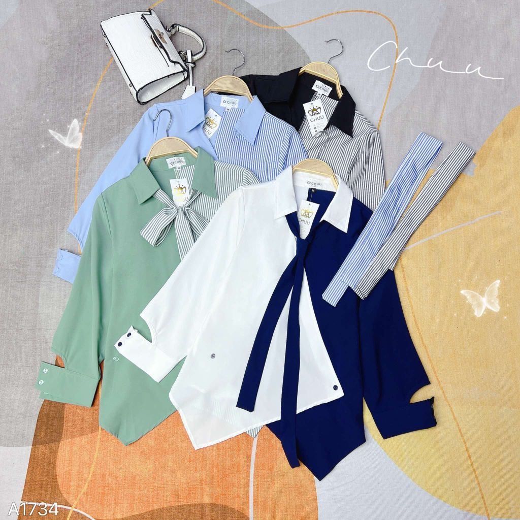 Áo Sơ Mi Vạt Nhọn Đắp Chéo A1734