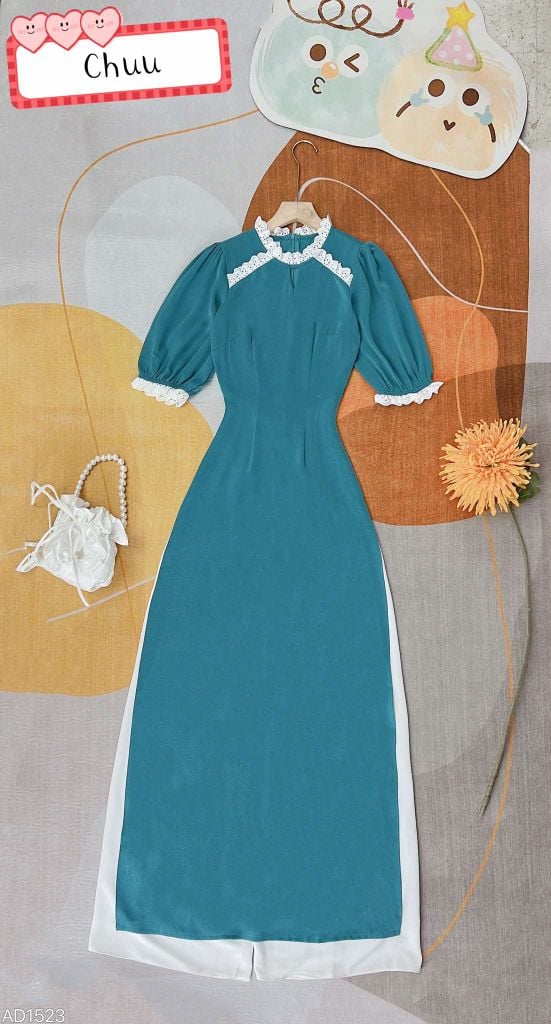 Áo Dài Tằm Ren Boi 129cm AD1523 (áo lẻ)