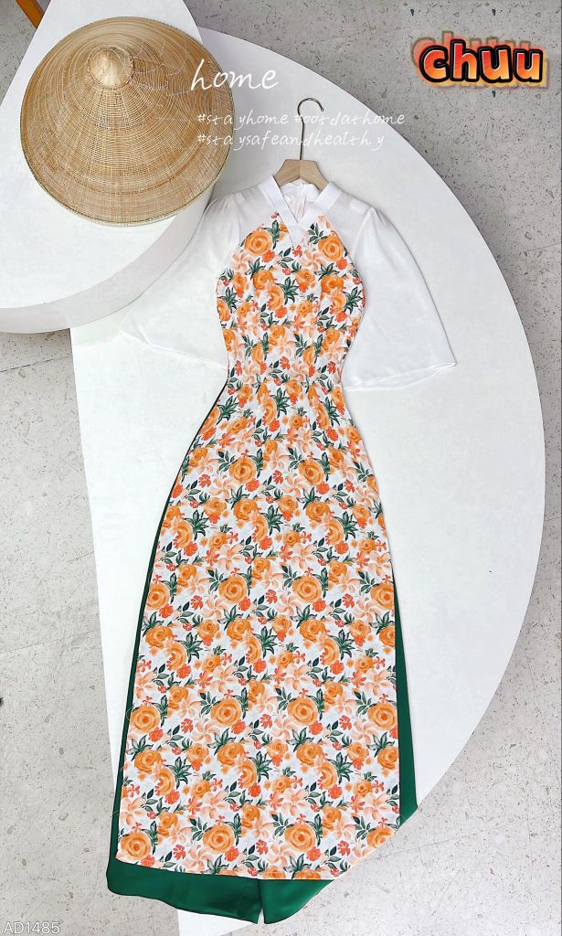 Áo Dài Họa Tiết Victory AD1485 (áo lẻ)