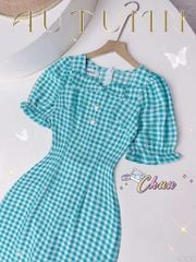 Áo Dài Ô Vuông Nơ Màu AD9001.1512 (áo lẻ)