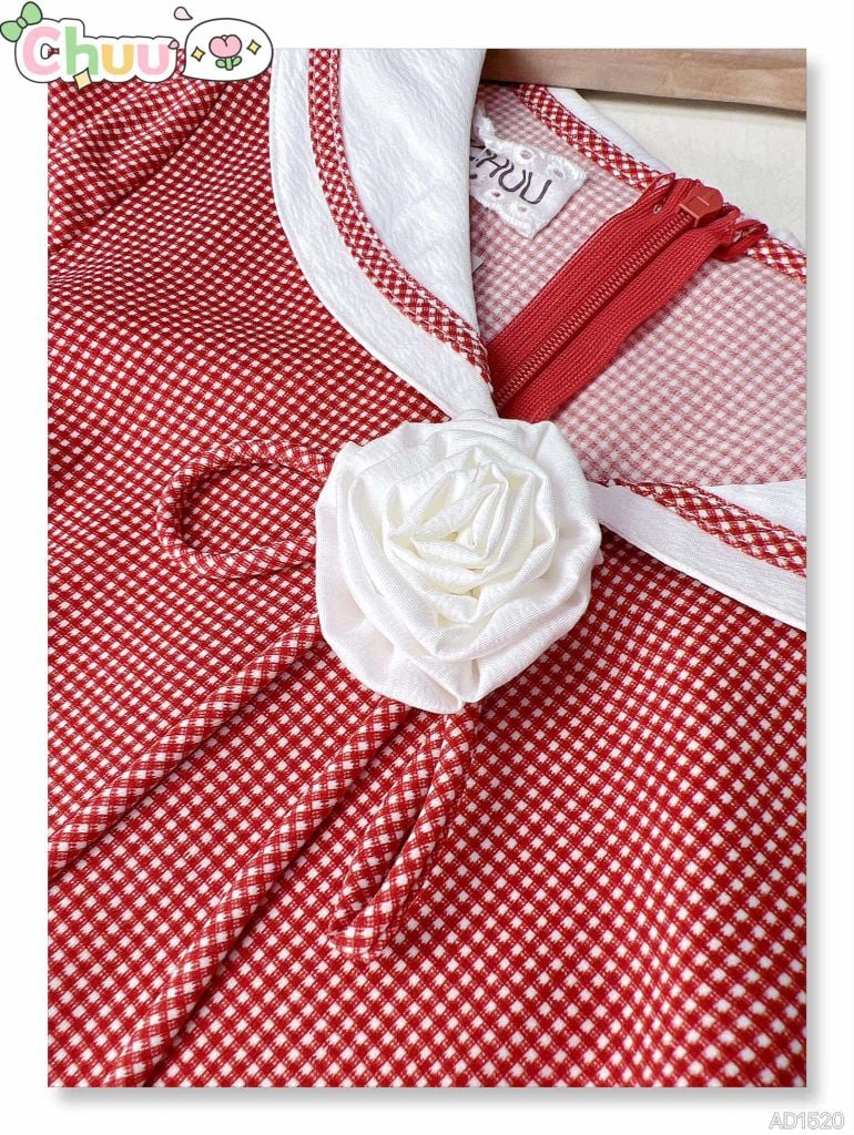 Áo Dài Ô Nhí Hoa Trà+PK AD1520 (áo lẻ)