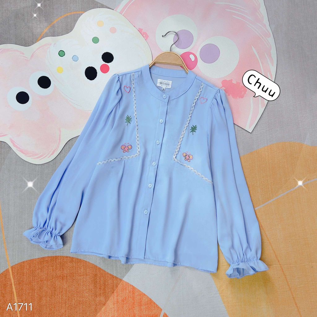 Áo Sơ Mi Tim Lá Bướm A1711