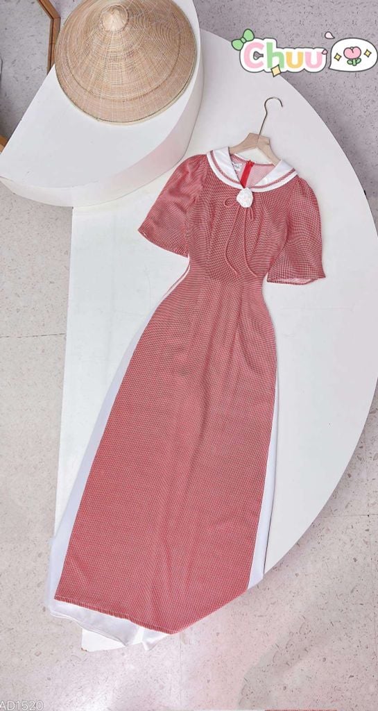 Áo Dài Ô Nhí Hoa Trà+PK AD1520 (áo lẻ)