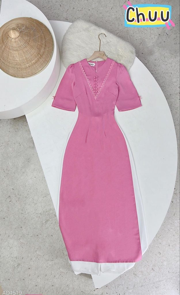 Áo Dài Tằm Gãy Nút Bọc Đôi AD1519 (áo lẻ)