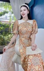 Áo Dài Tú Cầu Giọt Nước AD1524 (áo lẻ)