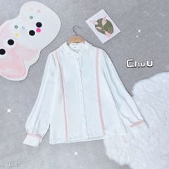 Áo Sơ Mi Line Đen Cổ Ren A1743