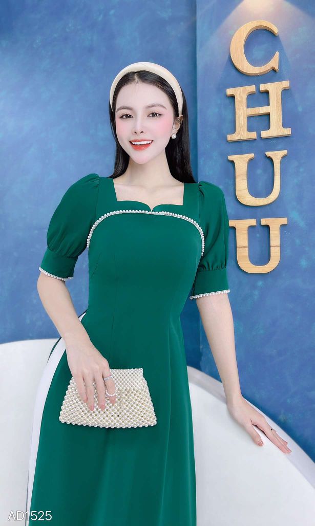 Áo Dài Cánh Én Cổ Vuông AD9001.1525 (áo lẻ)