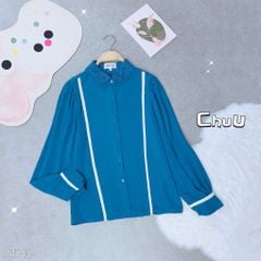 Áo Sơ Mi Line Đen Cổ Ren A1743