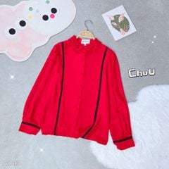 Áo Sơ Mi Line Đen Cổ Ren A1743