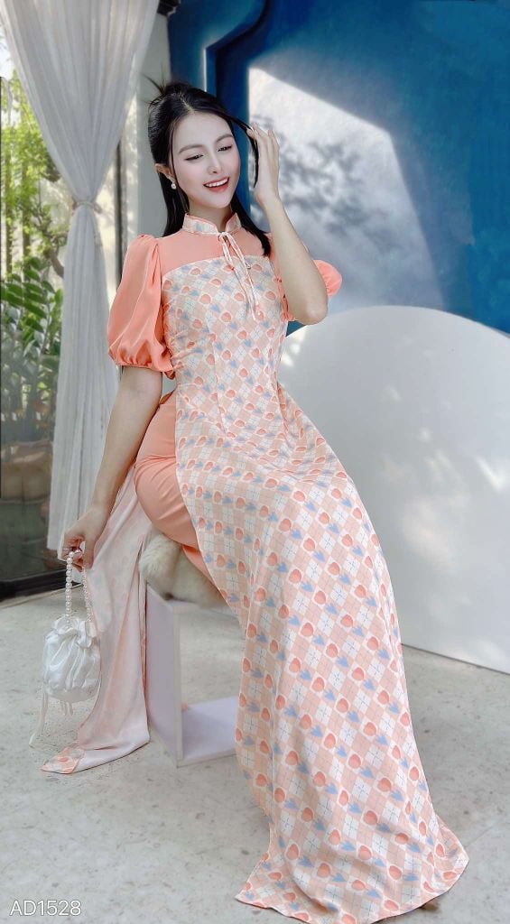 Áo Dài Ô Vuông Bub AD1528 (áo lẻ)