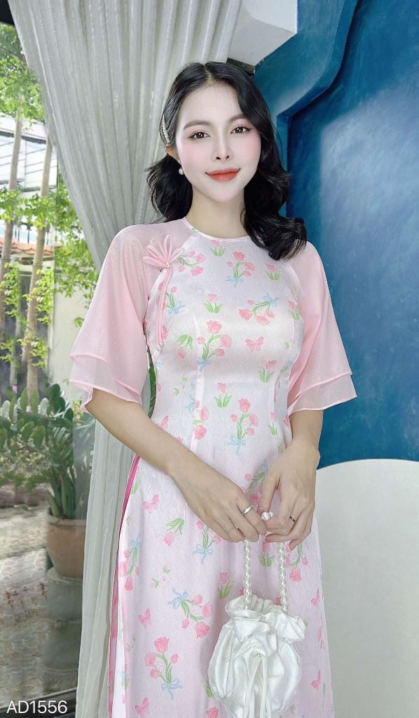 Áo Dài Tay Đôi Thùy Mỹ AD1556 (áo lẻ)