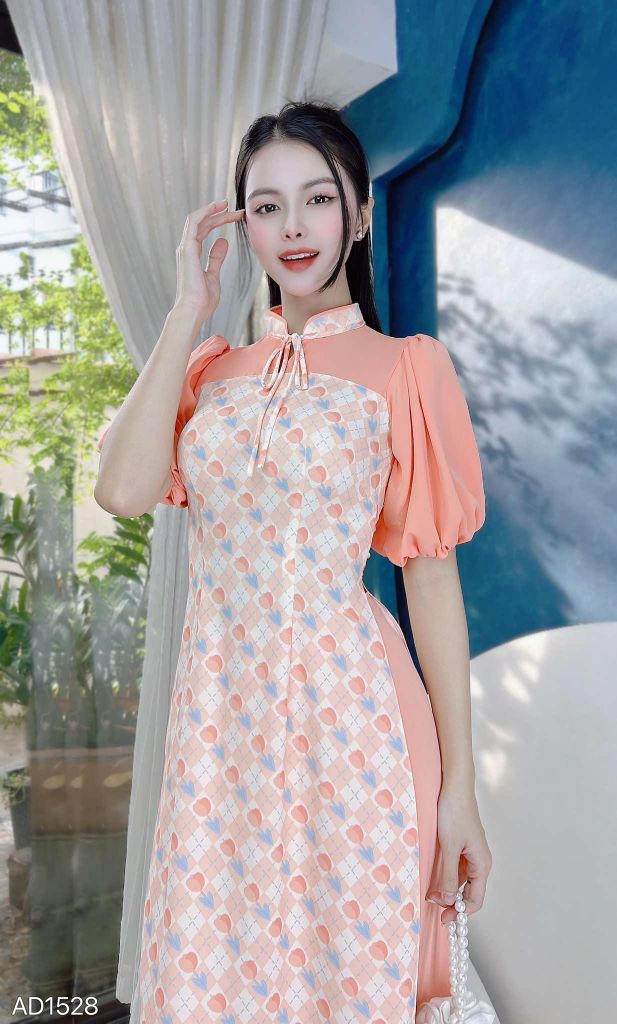 Áo Dài Ô Vuông Bub AD1528 (áo lẻ)