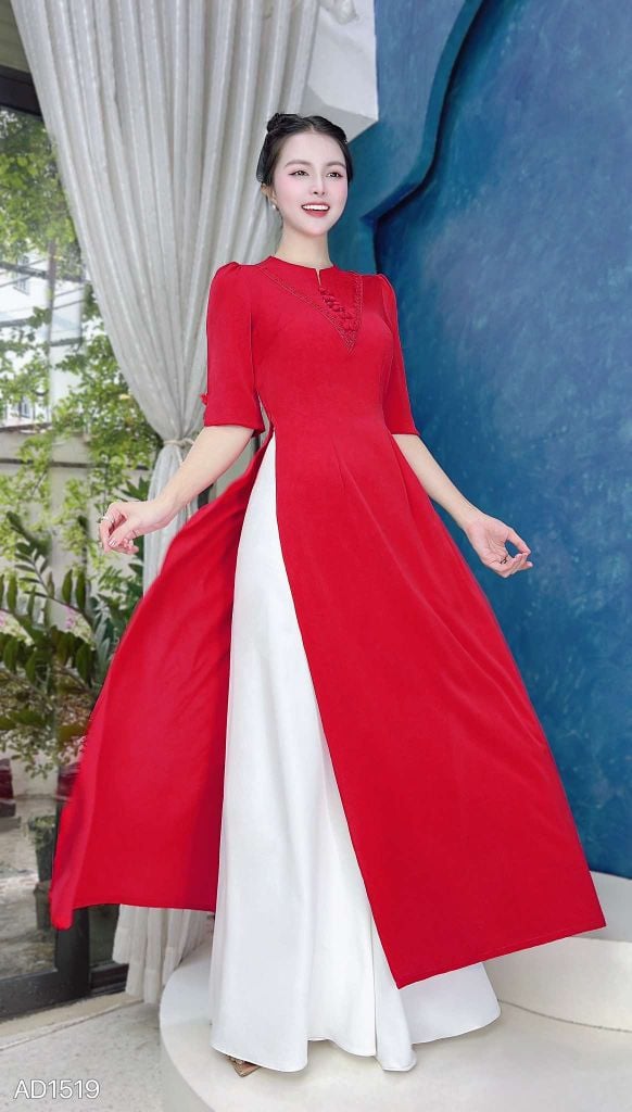 Áo Dài Tằm Gãy Nút Bọc Đôi AD1519 (áo lẻ)