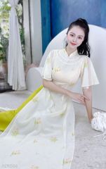 Áo Dài 4T Dây Chuyền Ren AD1544 (áo lẻ)