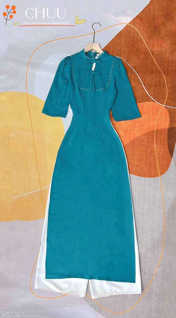 Áo Dài Cổ Trụ Nơ Đôi AD1361 (áo lẻ)