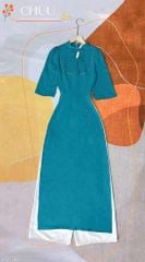 Áo Dài Cổ Trụ Nơ Đôi AD1361 (áo lẻ)