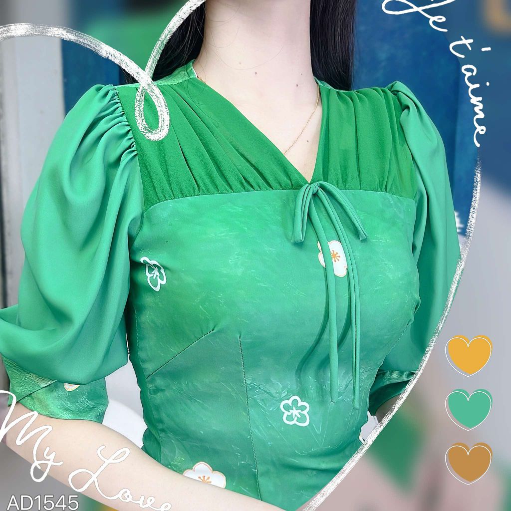 Áo Dài 5C Bướm Kem AD9002.1545 (áo lẻ)