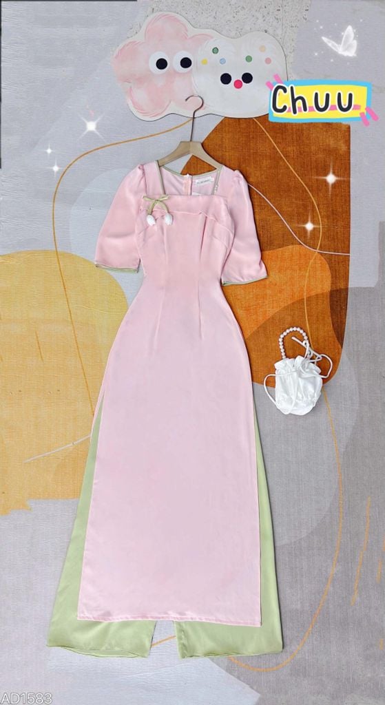 Áo Dài White Tulip AD1583 (áo lẻ)