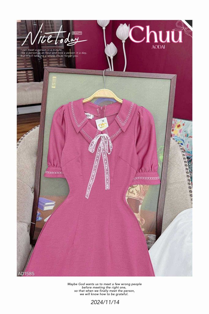 Áo Dài Thêu Mắt Xích AD1585 (áo lẻ)