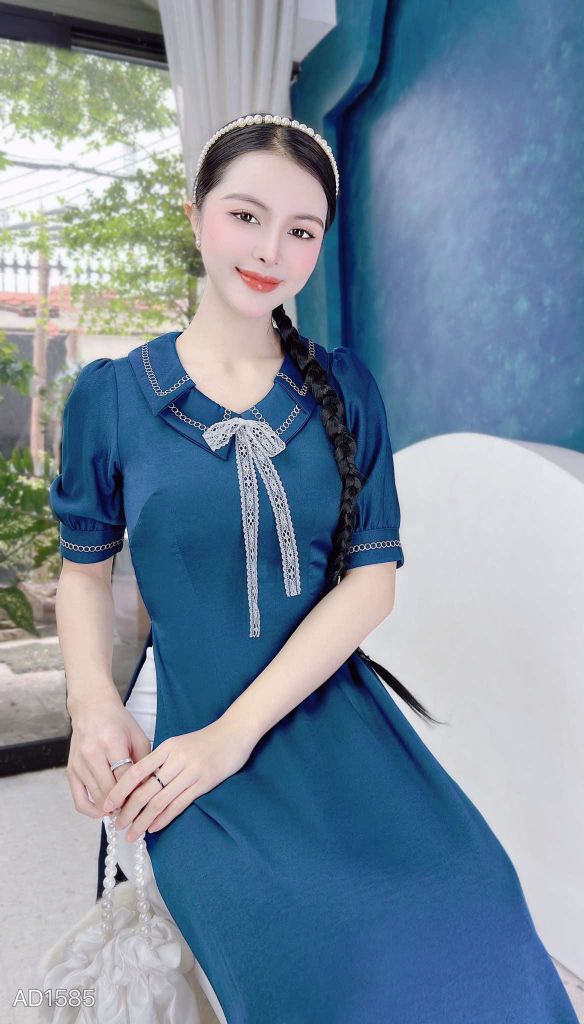 Áo Dài Thêu Mắt Xích AD1585 (áo lẻ)