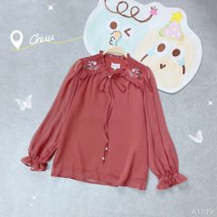 Áo IC Vai Lá Hoa Thêu A1749