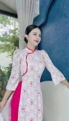 Áo Dài Hoa Tay Loe Xẻ AD1616 (áo lẻ)