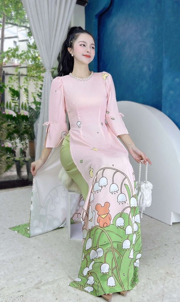 Áo Dài Linh Lan Và Gấu AD1547 (áo lẻ)