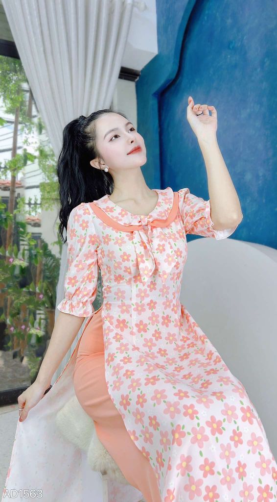 Áo Dài Khăn Quàng Nữ Sinh AD1563 (áo lẻ)