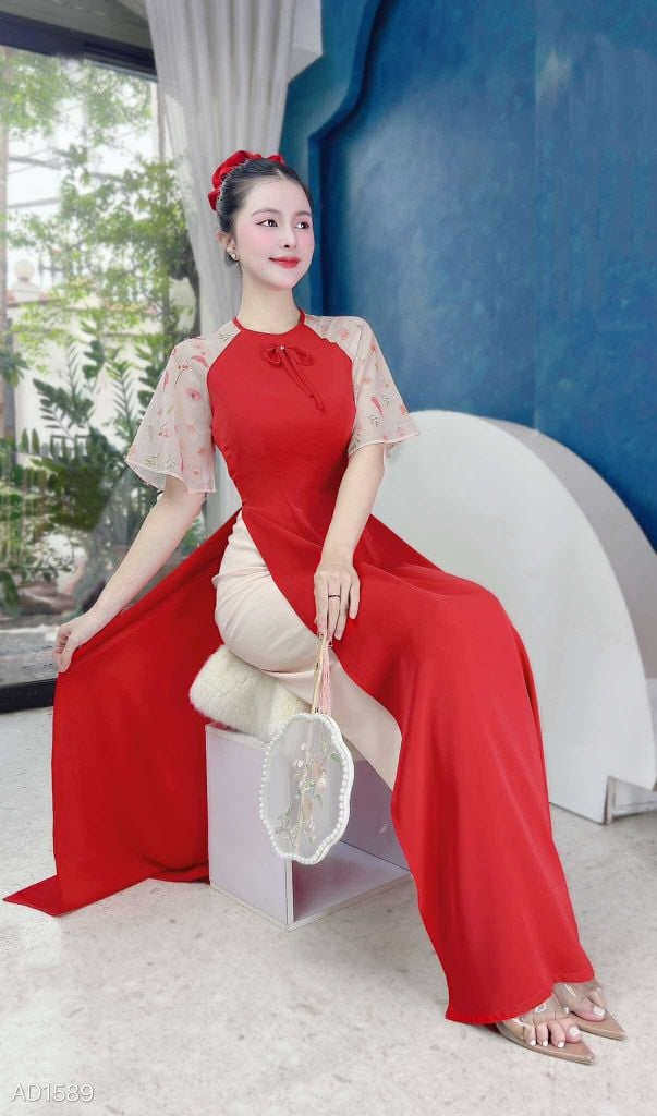 Áo Dài Nơ Chie AD1589 (áo lẻ)