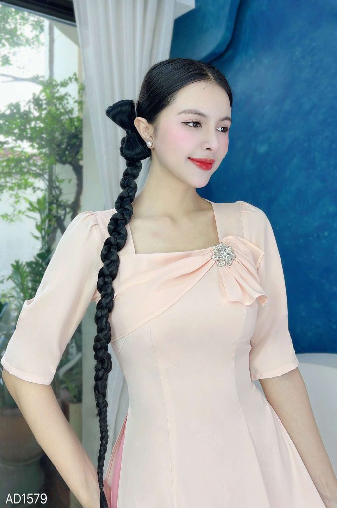 Áo Dài Nơ Khuy To AD9001.1579 (áo lẻ)