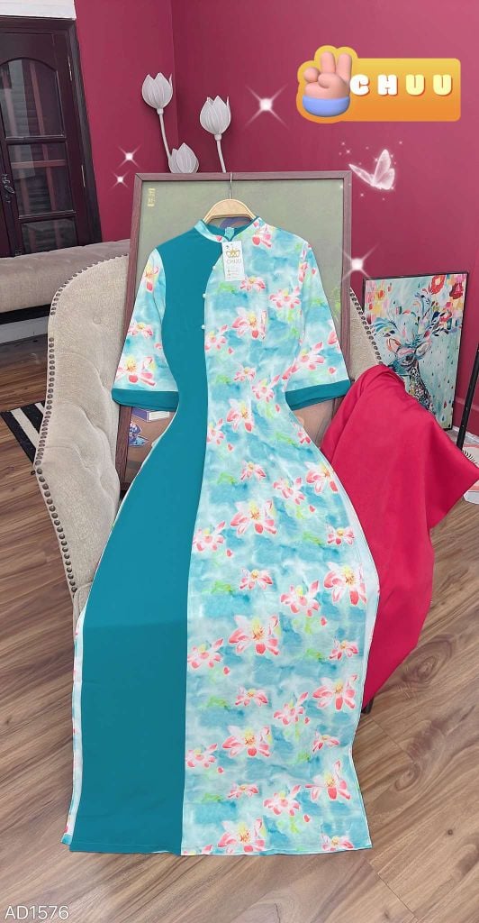 Áo Dài Tằm Gãy Phối Màu 130cm AD1576 (áo lẻ)